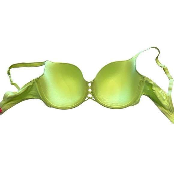 La Senza Neon Green Bra 34DD Rhinestone Sparkle Underwire Padded Colorful Sexy - Picture 4 of 5